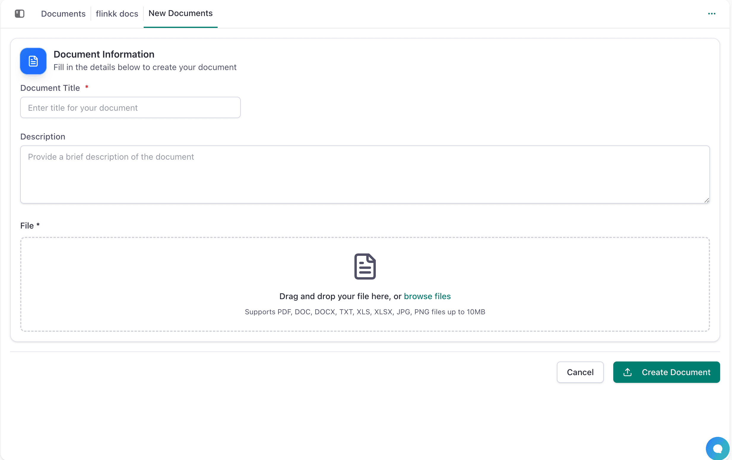 Document Upload Interface