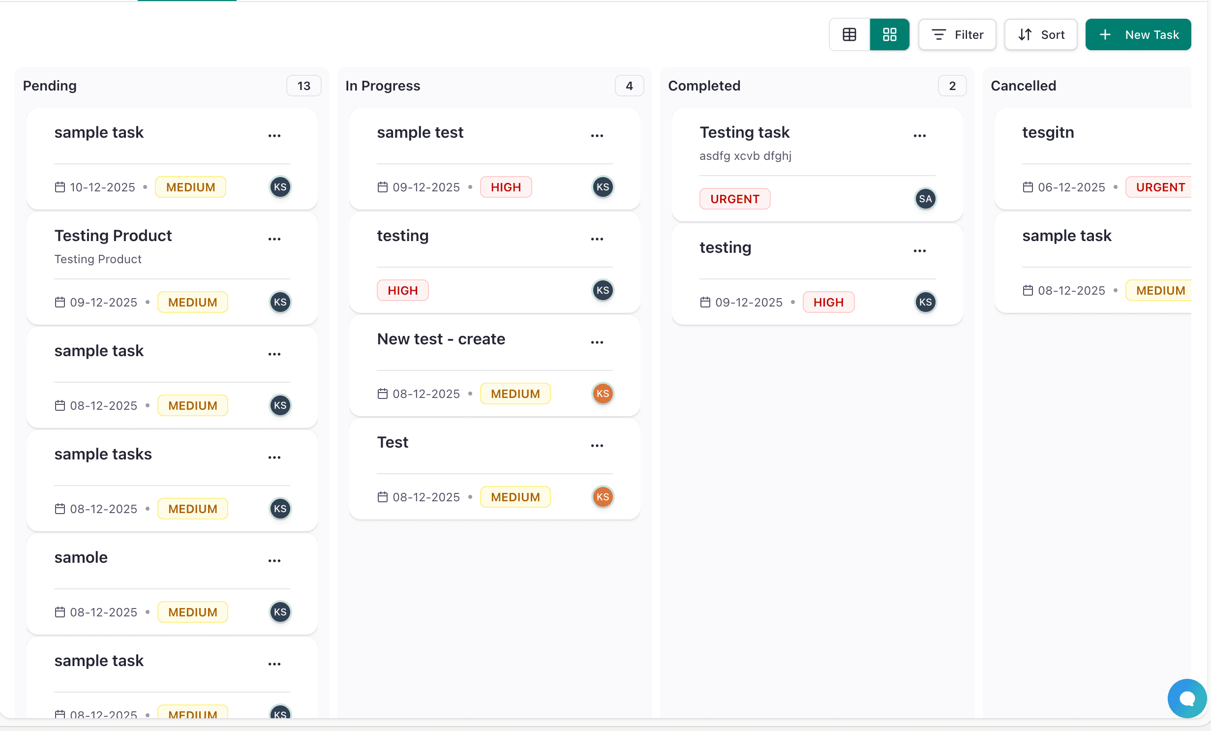 Task Kanban View
